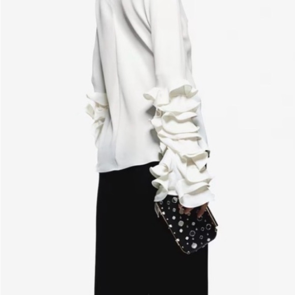 H&M Cream Ruffle Sleeve Blouse - Picture 5 of 12